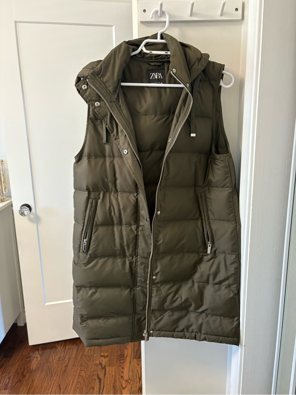 Zara Olive Vest long — Dark Olive Green